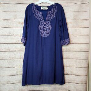C. Luce Women's Size Medium Purple Embroidered V-Neck Dress Lined Short